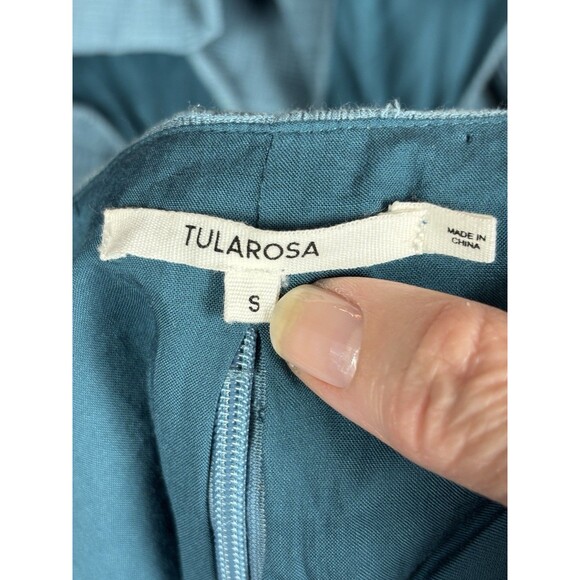 Tularosa Nanette Cut Out Dress Dusty Blue Small Cotton Blend Lined Maxi Plunge - Picture 4 of 11